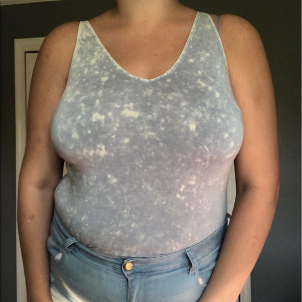 American Eagle Light Blue Acid Wash Bodysuit